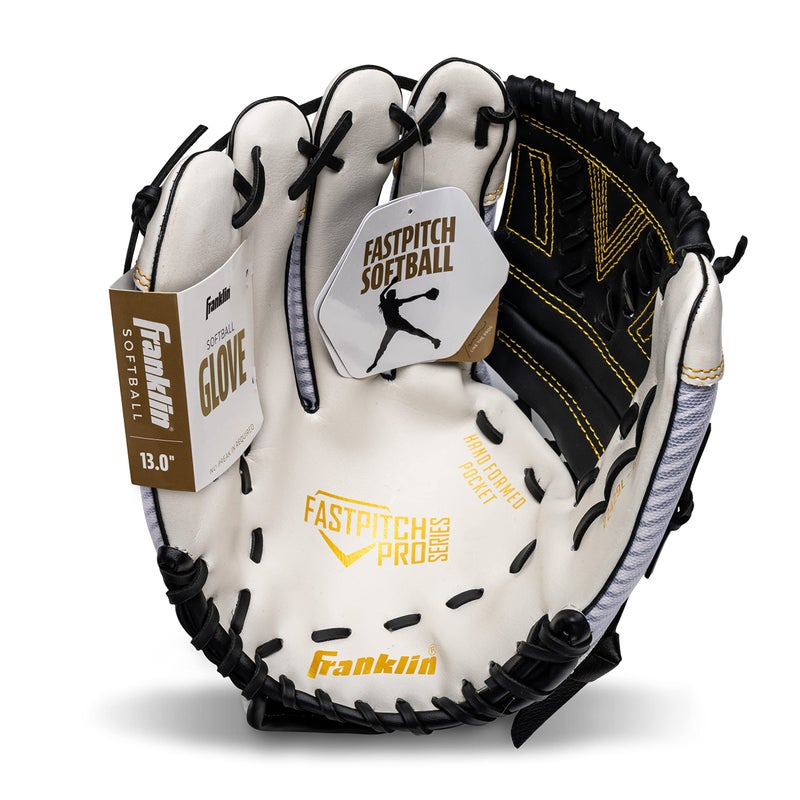 Franklin Sports Fastpitch Softball Glove - Fastpitch Pro - Adult and Youth Softball Mitt - Infield and Outfield - Left Handed Glove - White/Gold - 13" Lefty - Image 2